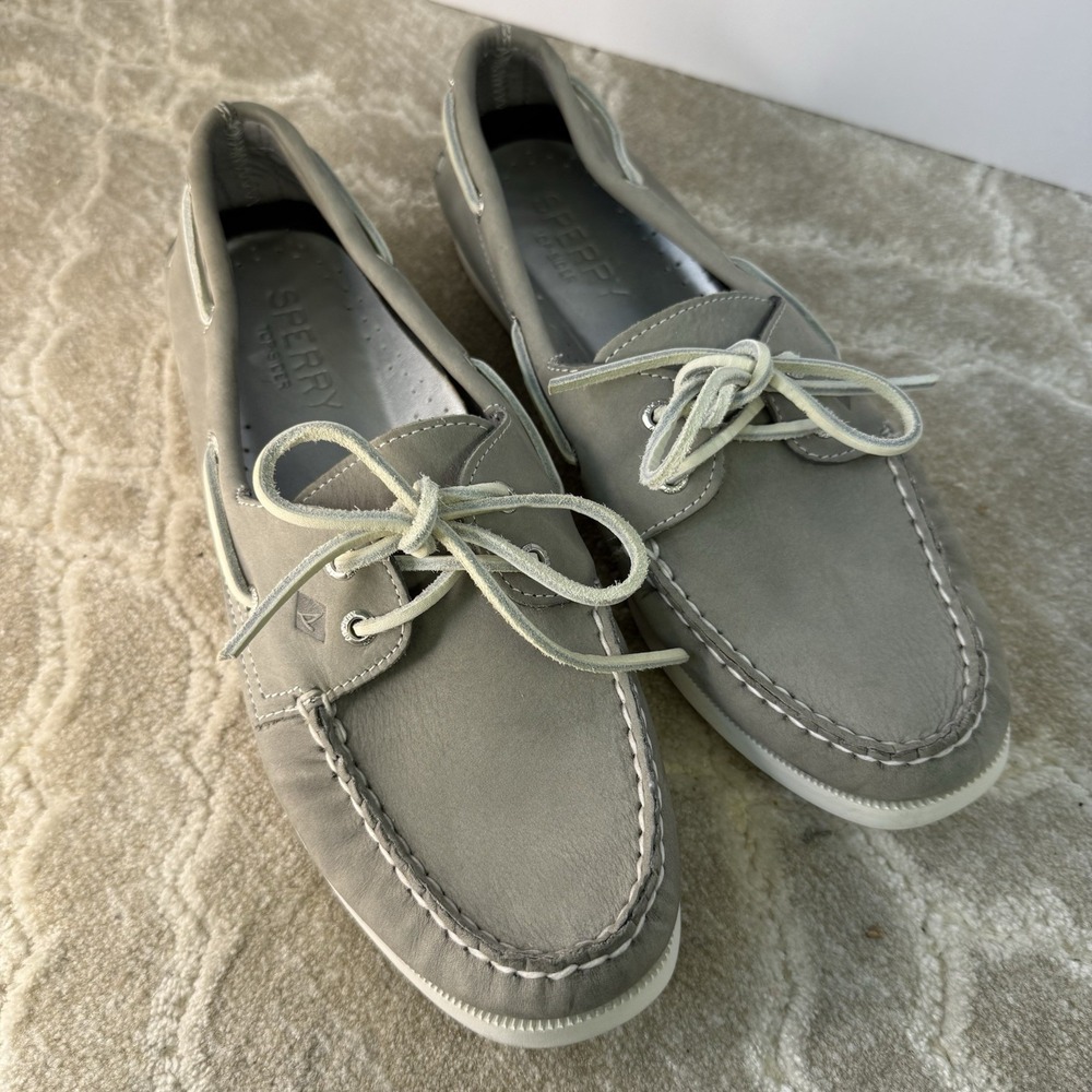 Sperry Top-Sider Women's‎ 9.5M Shoe Gray Boat Deck Suede A/O 2-Eye STS94328